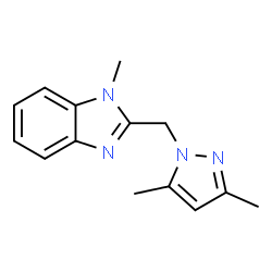 ChemSpider 2D Image | 2-[(3,5-Dimethyl-1H-pyrazol-1-yl)methyl]-1-methyl-1H-benzimidazole | C14H16N4