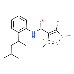 ChemSpider 2D Image | 5-Fluoro-1,3-dimethyl-N-[2-(4-methyl-2-pentanyl)phenyl](3-~14~C)-1H-pyrazole-4-carboxamide | C1714CH24FN3O