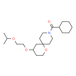 ChemSpider 2D Image | Cyclohexyl[4-(2-isopropoxyethoxy)-1-oxa-9-azaspiro[5.5]undec-9-yl]methanone | C21H37NO4