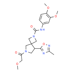 ChemSpider 2D Image | N-(3,4-Dimethoxyphenyl)-6-(methoxyacetyl)-8-(3-methyl-1,2,4-oxadiazol-5-yl)-2,6-diazaspiro[3.4]octane-2-carboxamide | C21H27N5O6