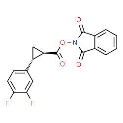 ChemSpider 2D Image | 2-({[(1R,2R)-2-(3,4-Difluorophenyl)cyclopropyl]carbonyl}oxy)-1H-isoindole-1,3(2H)-dione | C18H11F2NO4
