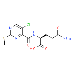 ChemSpider 2D Image | N~2~-{[5-Chloro-2-(methylsulfanyl)-4-pyrimidinyl]carbonyl}-L-glutamine | C11H13ClN4O4S