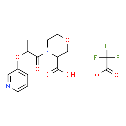 ChemSpider 2D Image | 4-[2-(3-Pyridinyloxy)propanoyl]-3-morpholinecarboxylic acid trifluoroacetate (1:1) | C15H17F3N2O7
