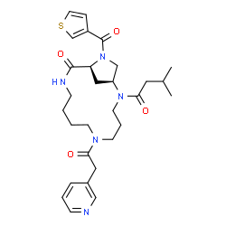 ChemSpider 2D Image | (1S,13S)-2-(3-Methylbutanoyl)-6-(3-pyridinylacetyl)-14-(3-thienylcarbonyl)-2,6,11,14-tetraazabicyclo[11.2.1]hexadecan-12-one | C29H39N5O4S