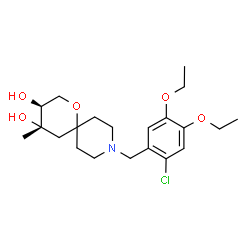 ChemSpider 2D Image | (3S,4S)-9-(2-Chloro-4,5-diethoxybenzyl)-4-methyl-1-oxa-9-azaspiro[5.5]undecane-3,4-diol | C21H32ClNO5