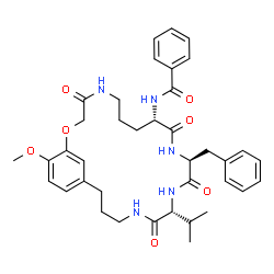 ChemSpider 2D Image | N-[(9S,12S,15R)-12-Benzyl-15-isopropyl-24-methoxy-4,10,13,16-tetraoxo-2-oxa-5,11,14,17-tetraazabicyclo[19.3.1]pentacosa-1(25),21,23-trien-9-yl]benzamide | C38H47N5O7