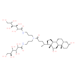 ChemSpider 2D Image | (3R,4S,5S,3'R,4'S,5'S)-N,N'-[({(4R)-4-[(3R,5R,8R,9S,10S,12S,13R,14S,17R)-3,12-Dihydroxy-10,13-dimethylhexadecahydro-1H-cyclopenta[a]phenanthren-17-yl]pentanoyl}imino)di-3,1-propanediyl]bis(2,3,4,5,6-p
entahydroxyhexanamide) (non-preferred name) | C42H75N3O15
