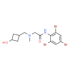 ChemSpider 2D Image | N~2~-[(3-Hydroxycyclobutyl)methyl]-N~2~-methyl-N-(2,4,6-tribromophenyl)glycinamide | C14H17Br3N2O2