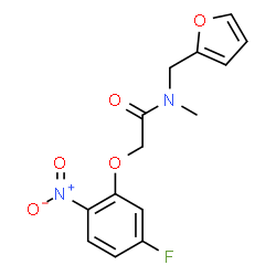ChemSpider 2D Image | 2-(5-Fluoro-2-nitrophenoxy)-N-(2-furylmethyl)-N-methylacetamide | C14H13FN2O5