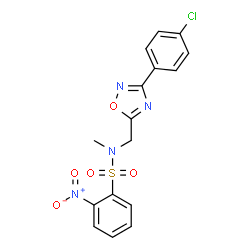 ChemSpider 2D Image | N-{[3-(4-Chlorophenyl)-1,2,4-oxadiazol-5-yl]methyl}-N-methyl-2-nitrobenzenesulfonamide | C16H13ClN4O5S