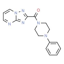 ChemSpider 2D Image | (4-Phenyl-1-piperazinyl)([1,2,4]triazolo[1,5-a]pyrimidin-2-yl)methanone | C16H16N6O
