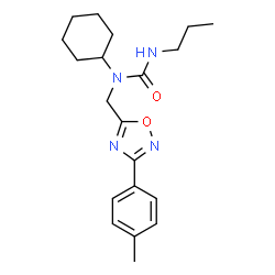 ChemSpider 2D Image | 1-Cyclohexyl-1-{[3-(4-methylphenyl)-1,2,4-oxadiazol-5-yl]methyl}-3-propylurea | C20H28N4O2