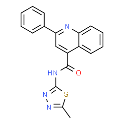 ChemSpider 2D Image | N-(5-Methyl-1,3,4-thiadiazol-2-yl)-2-phenyl-4-quinolinecarboxamide | C19H14N4OS