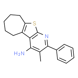 ChemSpider 2D Image | 3-Methyl-2-phenyl-6,7,8,9-tetrahydro-5H-cyclohepta[4,5]thieno[2,3-b]pyridin-4-amine | C19H20N2S