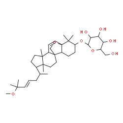 ChemSpider 2D Image | 8-[(4E)-6-Methoxy-6-methyl-4-hepten-2-yl]-5,9,17,17-tetramethyl-18-oxapentacyclo[10.5.2.0~1,13~.0~4,12~.0~5,9~]nonadec-2-en-16-yl hexopyranoside | C37H60O8