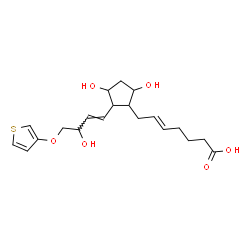 ChemSpider 2D Image | (5E)-7-{3,5-Dihydroxy-2-[(1E)-3-hydroxy-4-(3-thienyloxy)-1-buten-1-yl]cyclopentyl}-5-heptenoic acid | C20H28O6S