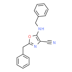 ChemSpider 2D Image | 2-Benzyl-5-(benzylamino)-1,3-oxazole-4-carbonitrile | C18H15N3O