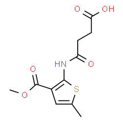 ChemSpider 2D Image | 4-{[3-(Methoxycarbonyl)-5-methyl-2-thienyl]amino}-4-oxobutanoic acid | C11H13NO5S