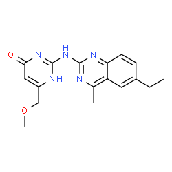 ChemSpider 2D Image | 2-[(6-ethyl-4-methyl-2-quinazolinyl)amino]-6-(methoxymethyl)-1H-pyrimidin-4-one | C17H19N5O2