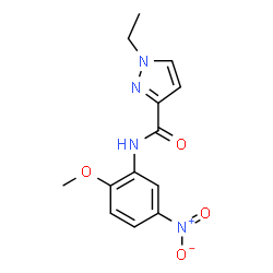 ChemSpider 2D Image | 1-Ethyl-N-(2-methoxy-5-nitrophenyl)-1H-pyrazole-3-carboxamide | C13H14N4O4