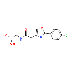 ChemSpider 2D Image | [({[2-(4-Chlorophenyl)-1,3-oxazol-4-yl]acetyl}amino)methyl]boronic acid | C12H12BClN2O4