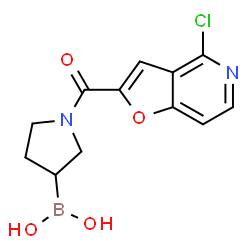 ChemSpider 2D Image | {1-[(4-Chlorofuro[3,2-c]pyridin-2-yl)carbonyl]-3-pyrrolidinyl}boronic acid | C12H12BClN2O4