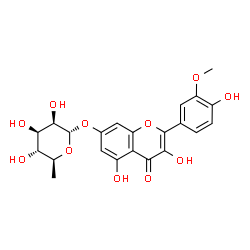 ChemSpider 2D Image | 3,5-Dihydroxy-2-(4-hydroxy-3-methoxyphenyl)-4-oxo-4H-chromen-7-yl 6-deoxy-alpha-L-mannopyranoside | C22H22O11