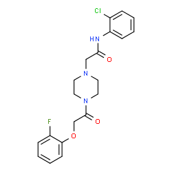 ChemSpider 2D Image | N-(2-Chlorophenyl)-2-{4-[(2-fluorophenoxy)acetyl]-1-piperazinyl}acetamide | C20H21ClFN3O3