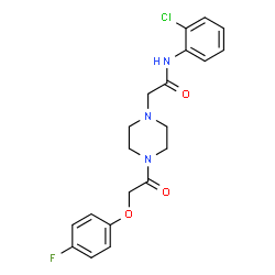 ChemSpider 2D Image | N-(2-Chlorophenyl)-2-{4-[(4-fluorophenoxy)acetyl]-1-piperazinyl}acetamide | C20H21ClFN3O3