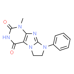 ChemSpider 2D Image | 1-Methyl-8-phenyl-7,8-dihydro-1H-imidazo[2,1-f]purine-2,4(3H,6H)-dione | C14H13N5O2
