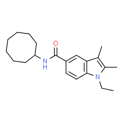 ChemSpider 2D Image | N-Cyclooctyl-1-ethyl-2,3-dimethyl-1H-indole-5-carboxamide | C21H30N2O