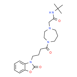 ChemSpider 2D Image | N-(2-Methyl-2-propanyl)-2-{4-[4-(2-oxo-1,3-benzoxazol-3(2H)-yl)butanoyl]-1,4-diazepan-1-yl}acetamide | C22H32N4O4