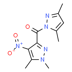ChemSpider 2D Image | 3-[(3,5-dimethyl-1H-pyrazol-1-yl)carbonyl]-4-nitro-1,5-dimethyl-1H-pyrazole | C11H13N5O3
