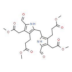 ChemSpider 2D Image | Dimethyl 3,3'-{methylenebis[5-formyl-4-(2-methoxy-2-oxoethyl)-1H-pyrrole-2,3-diyl]}dipropanoate | C25H30N2O10