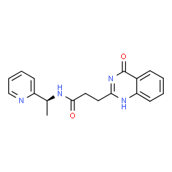 ChemSpider 2D Image | 3-(4-Oxo-1,4-dihydro-2-quinazolinyl)-N-[(1S)-1-(2-pyridinyl)ethyl]propanamide | C18H18N4O2