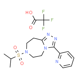 ChemSpider 2D Image | 7-(Isopropylsulfonyl)-3-(2-pyridinyl)-6,7,8,9-tetrahydro-5H-[1,2,4]triazolo[4,3-d][1,4]diazepine trifluoroacetate (1:1) | C16H20F3N5O4S