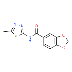 ChemSpider 2D Image | N-(5-Methyl-1,3,4-thiadiazol-2-yl)-1,3-benzodioxole-5-carboxamide | C11H9N3O3S