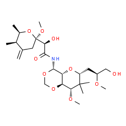 ChemSpider 2D Image | (2R)-2-Hydroxy-N-{(4S,4aR,6R,8S,8aR)-6-[(2S)-3-hydroxy-2-methoxypropyl]-8-methoxy-7,7-dimethylhexahydropyrano[3,2-d][1,3]dioxin-4-yl}-2-[(2R,5R,6R)-2-methoxy-5,6-dimethyl-4-methylenetetrahydro-2H-pyra
n-2-yl]acetamide (non-preferred name) | C25H43NO10