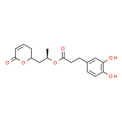 ChemSpider 2D Image | (2R)-1-(6-Oxo-3,6-dihydro-2H-pyran-2-yl)-2-propanyl 3-(3,4-dihydroxyphenyl)propanoate | C17H20O6