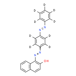 ChemSpider 2D Image | 1-[(E)-{4-[(E)-(~2~H_5_)Phenyldiazenyl](~2~H_4_)phenyl}diazenyl]-2-naphthol | C22H7D9N4O