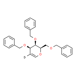 ChemSpider 2D Image | 2,6-Anhydro-1,3,4-tri-O-benzyl-5-deoxy-D-(5-~2~H)-arabino-hex-5-enitol | C27H27DO4