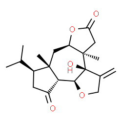 ChemSpider 2D Image | (3aR,3bR,6aR,7aS,8S,10aR,10bS)-3a-Hydroxy-8-isopropyl-3b,7a-dimethyl-3-methylenedodecahydrofuro[3',2':6,7]azuleno[4,5-b]furan-5,10-dione | C20H28O5