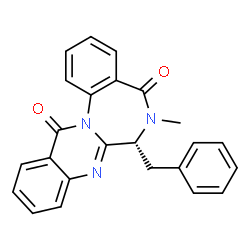 ChemSpider 2D Image | (7R)-7-Benzyl-6-methyl-6,7-dihydroquinazolino[3,2-a][1,4]benzodiazepine-5,13-dione | C24H19N3O2