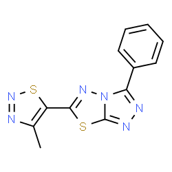ChemSpider 2D Image | 6-(4-Methyl-1,2,3-thiadiazol-5-yl)-3-phenyl[1,2,4]triazolo[3,4-b][1,3,4]thiadiazole | C12H8N6S2