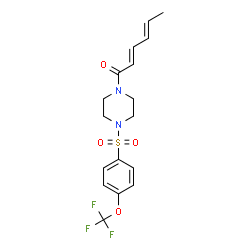 ChemSpider 2D Image | (2E,4E)-1-(4-{[4-(Trifluoromethoxy)phenyl]sulfonyl}-1-piperazinyl)-2,4-hexadien-1-one | C17H19F3N2O4S