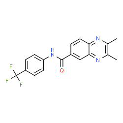 ChemSpider 2D Image | 2,3-Dimethyl-N-[4-(trifluoromethyl)phenyl]-6-quinoxalinecarboxamide | C18H14F3N3O