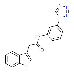 ChemSpider 2D Image | 2-(1H-Indol-3-yl)-N-[3-(1H-tetrazol-1-yl)phenyl]acetamide | C17H14N6O