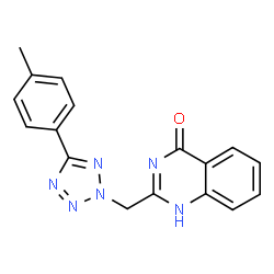 ChemSpider 2D Image | 2-{[5-(4-Methylphenyl)-2H-tetrazol-2-yl]methyl}-4(1H)-quinazolinone | C17H14N6O