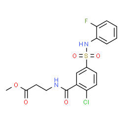 ChemSpider 2D Image | Methyl N-{2-chloro-5-[(2-fluorophenyl)sulfamoyl]benzoyl}-beta-alaninate | C17H16ClFN2O5S