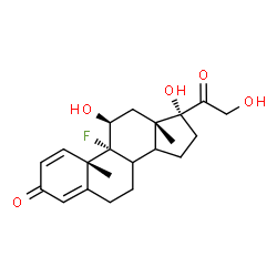ChemSpider 2D Image | (8xi,11beta,14xi)-9-Fluoro-11,17,21-trihydroxypregna-1,4-diene-3,20-dione | C21H27FO5